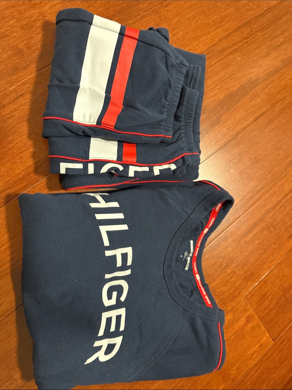 Tommy Hilfiger Women’s Navy Sweatpants with Red & White Stripe Accents - Picture 8 of 8